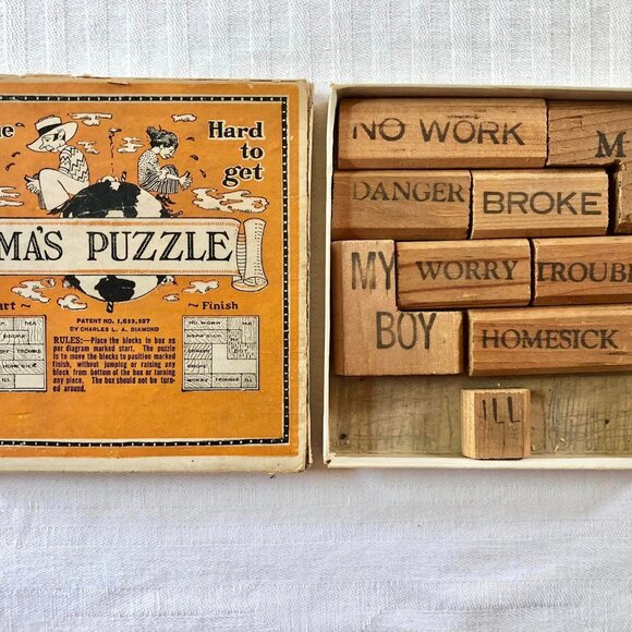 Vintage 1976 Complete Ma's Wooden Puzzle W/ Original Box - Picture 1 of 8